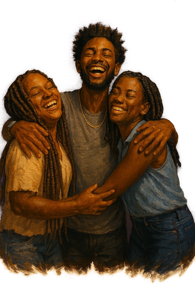 Happy people embracing